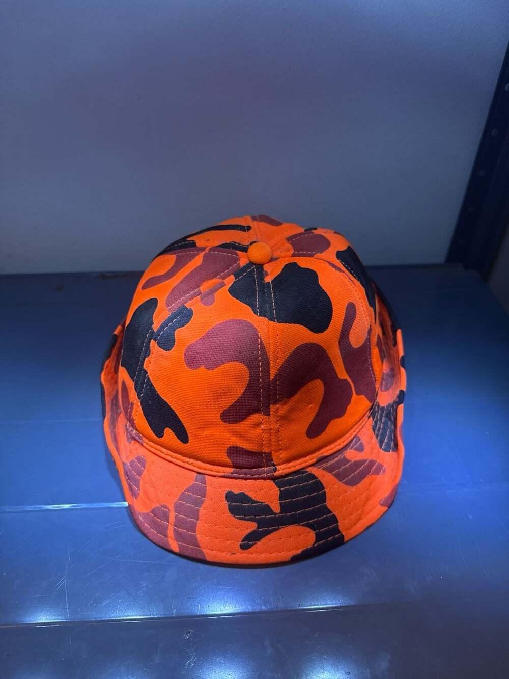 Vintage Dorfman Pacific Blaze Orange Camo Jones Style Hunting Bucket Hat with Ea